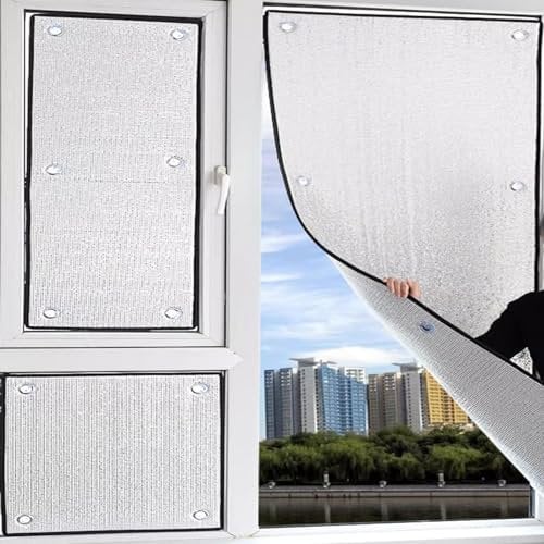 KDDFN Aluminisierte Isolierfolie,Wärmereflektierende Fensterfolie,100% Verdunkelungsfolie,Privatsphäre Sonnenschutzfolie,Wärmeschutzfolie,für das Büro und Haus,mit Saugnapf (70x220cm/28 x87)
