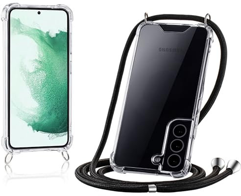 JProtect für Samsung Galaxy S22 Plus Hülle mit Band – Handyhülle zum Umhängen mit Band in Schwarz – Handykette Samsung Galaxy S22 Plus Kordel Hülle mit Kette/Schnur – Schützendes Case