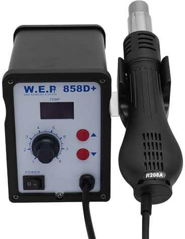 Station de soudage à air chaud, 700 W, avec 3 sèche-cheveux à air chaud, affichage numérique de la température LED, 100-450 ℃ pour chauffer l'étain et fondre l'étain