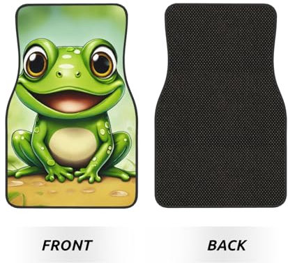 Universal-Fußmatten mit grünem Frosch-Druck, 4-teiliges Set, Auto-Fußmatten für Geländewagen und Autos, widerstandsfähige Fußmatten