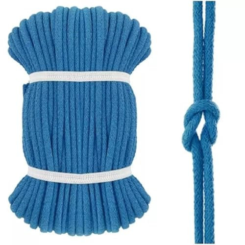 Kacperek - Baumwollkordel 8mm - Kordelband 50 m - 100% Baumwolle, Weich, Leicht Elastisch - für Kleidung, Turnbeutel, DIY Projekte - Kordel Türkis