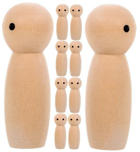 HEMOTON 10stücke Teiliges Unbemalte Holz-peg-dolls Naturbelassene Diy Holzfiguren Zum Bemalen Glatte Oberfläche Kindersicher Für Basteln Kreative Spielzeug Holzpuppen Handgefertigte