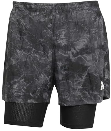 adidas Herren Own the Run Spray Dye 2in1 Short, Grey Four/Black, XS