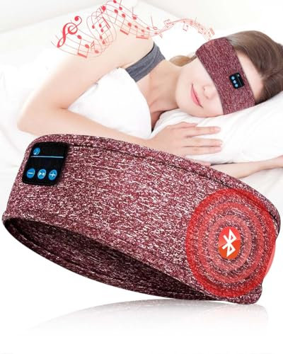 Sleep Headphones, Wireless Bluetooth Headband Built-in Ultra-Thin HD Stereo Speakers, Soft Sleep Headphones Headband for Side Sleep, Yoga, Fitness, Sports, Relaxation, Personalized Tech Gifts (Red)