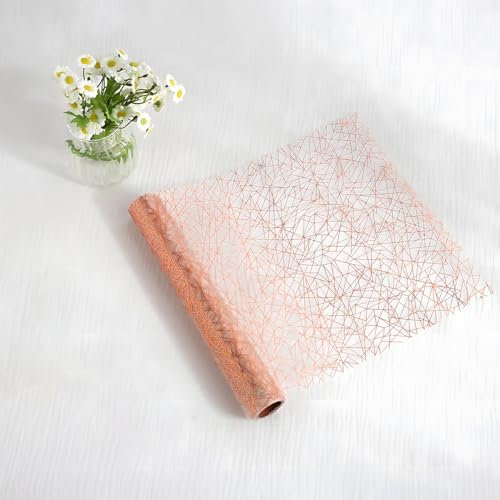 Runner da Tavola, Decorazioni da Tavola, da Utilizzare Come Runner da Tavola o Fascia,Confezioni Natale Rete Rotolo,per Compleanni, Feste, Ritiri, Battesimi, Celebrazioni (di oro rosa, 28 cm * 30 m)