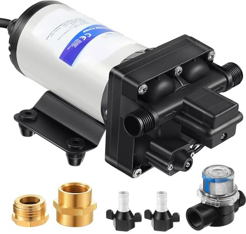 hzexun Pompe à membrane à pression d'eau 220V Pompe auto-amorçante industrielle 20L/Min Pompe de surpression Pompe de lavage pour cuisine Salle de bain RV Marine Yacht Tuyau d'arrosage