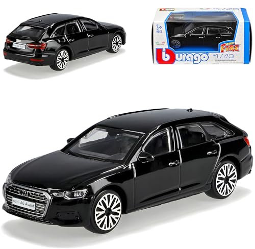 alles-meine.de GmbH A*U*D*I A6 C8 Avant Kombi Schwarz Modell Ab 2018 1/43 Burago Modell Auto mit individiuellem Wunschkennzeichen