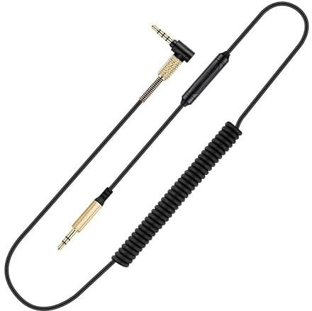 ZHHSUNY 8ft Studio3 Coiled Audio Cable for Beat-s Studio Pro / Studio3 / Solo4 / Solo3 Wireless Headsets, 3.5mm Mic/Volume Control Headphone Cord