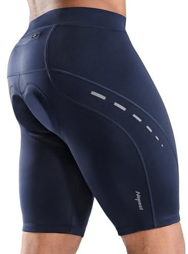 Nepest Fahrradhose Herren Gepolstert, Reflektierend Radlerhose | Radhose Herren Kurz, 4D Stoßdämpfung Polster, Elastischer Bund, Anti-Rutsch-Beinhalter, Cycling Shorts for Men, Rennradhose