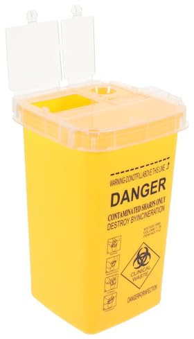 FOMIYES Small Sharps Waste Disposal Container Medical Waste Bin with Lid High x Deep x Wide Multi Purpose Sharps Waste Bucket