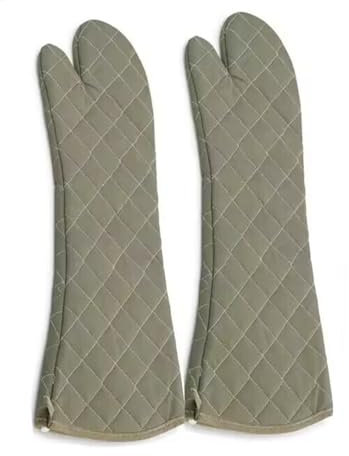 Linwnil Extra Long 23 Inch Heat Resistant Oven Gloves New Cotton Oven Mitts Kitchen Gloves High Temperature Cooking Tool BBQ Gloves (Green, 23)