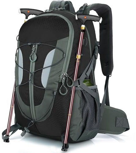 OUUTMEE 30L Wanderrucksack mit Hüftgurt für Trekking & Hiking, für Männer & Frauen, Wasserdichtes Wandergepäck, Schwarz