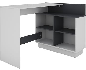 byLIVING Gaming-Schreibtisch Berni, große Tischplatte, viel Stauraum | Weiß und Graphit, rechts oder links montierbar, PC-Tisch, B 102, H 77,5, T 80 cm