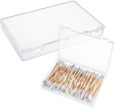 TAGMEIU 2Pcs Transparent Plastic Cotton Bud Holder Portable Small Mini Box | 2Pcs Cotton Bud Holder Portable Small Mini Box Dust-proof Moisture-proof Dispenser Organiser Travel Case Bathroom Storage