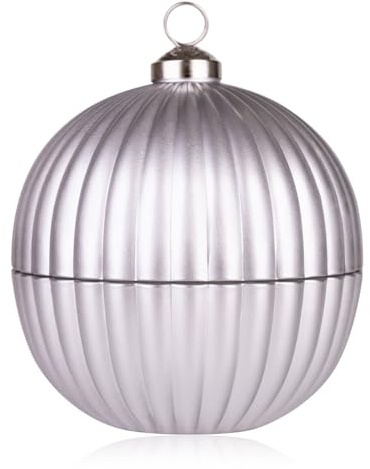 Accentra Duftkerze in silberner Kugel aus Glas mit Deckel, 150g, Duft: Cotton, dekorative Kerze Weihnachten, Geschenk für Frauen und Männer, Weihnachtsdeko silber, Christbaumkugel