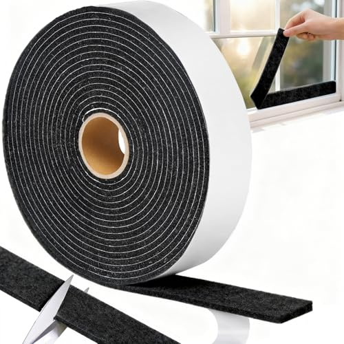 mawmuaw Feltro Adesivo Rotolo 6m x 3cm x 0.4cm Feltrini per Mobili Nero | Feltro Adesivo Rotolo, Assorbe la Condensa, può Essere Tagliato Liberamente a Misura, per Finestre, Mobili, Sedie