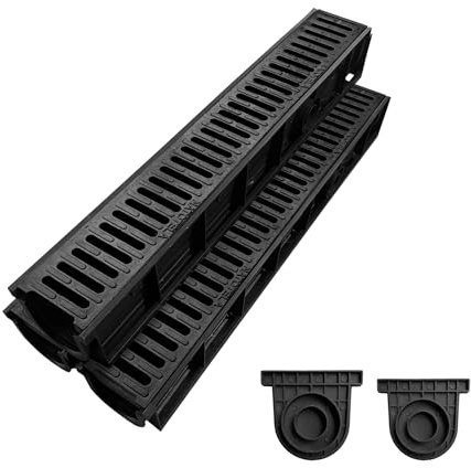Natotela 3m Canalón de drenaje con rejilla de fundición GJS - 1000 x 155 x 140 mm - Canalón de suelo para garaje, entrada de parking - Resistente a la intemperie, robusto, resistente al paso de