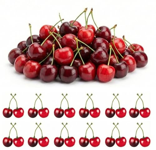 SWYZOR 30 Pieza Cerezas Artificiales Rojas, Centro De Mesa De Halloween para Mesa De Comedor, Adorno Realista De Frutas Falsas para El Hogar, Cocina, Fiesta, Escritorio Y Accesorios De FotografíA
