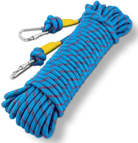 20 M Wäscheleine mit Stahlkern, Mehrzweck Wäscheleine mit Karabinerhaken | 9 mm Dickem Polyester | Strapazierfähige Wäscheleinen -Perfekt für Garten & Balkon