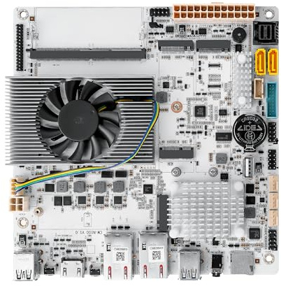 NAS Motherboard N150 6 Bay, 2×10GbE RJ45 LAN (X550-AT2) White Mini ITX PC Mainboard, 3 x NVMe, M.2 WiFi, DDR5 NO RAM/SSD, TF Slot, USB-C, HD+eDP, 1×SFF-8643 (No SATA Cable)