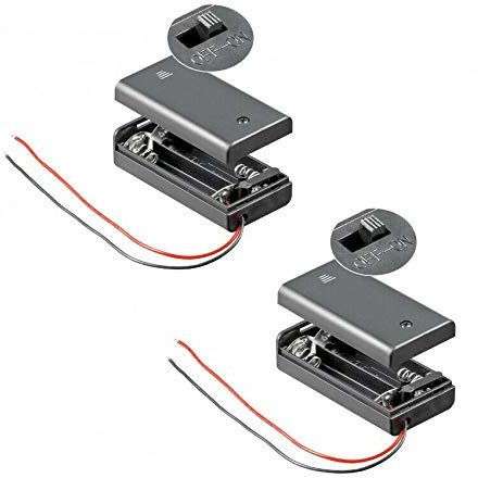 PerfectHD Batteriehalter - AA Batteriefach - 2X AA Mignon - mit EIN- und Ausschalter - 2 Stück in einem Set - schwarz