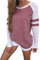 Famulily Women's Long Sleeve Baseball Tee Shirt Crew Neck Colorblock Striped Tops(Red,Medium)