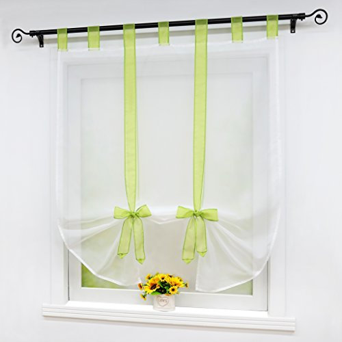 Joyswahl Raffrollo Voile Bindegardine mit Schlaufen »Adele« Unifarbige Gardinen BxH 140x140 Grün 1er Pack