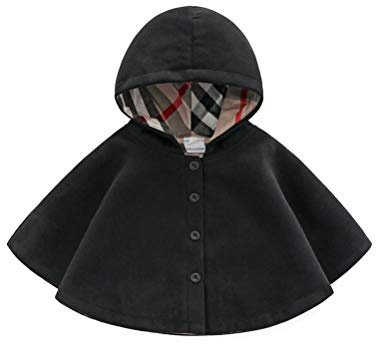 Odziezet Bébé Filles Veste à Capuchon Manteau à Capuchon en Laine Coupe-Vent Hiver Cape 3 Mois-8 Ans