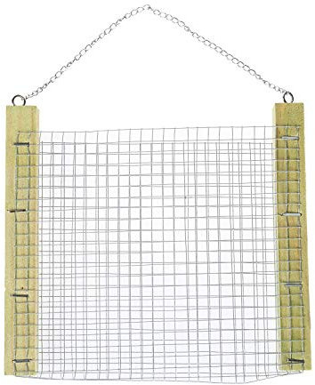 HOMESCAPES Set of 2 Wooden Bird Feeder with Metal Chain for Seeds and Nuts