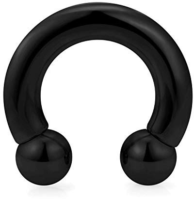 Briana Williams Schwarz Großes Hufeisen Horseshoe Piercing Circular Barbell Ring CBR 316L Chirurgenstahl (2/2.5/3/4/5/6/8/10mm Dicke)