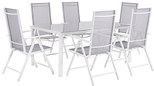 Beliani Modernes Gartenmöbel Set in Grau Tisch und 6 Stühle Aluminium Polyester Prato