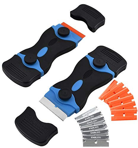 LS Industries Ceranfeldschaber mit 12 Klingen, Vignettenschaber, Folienentferner Blau