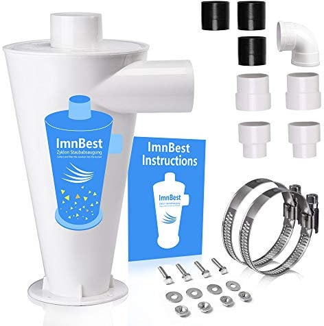 ImnBest Zyklonabscheider zyklon staubsauger Abscheider Staubabscheider Filter mit 8 Adapter für Schlauch, für Abschneidung von Spänen von Kreissäge Oberfräse Metallspänen Korn usw.