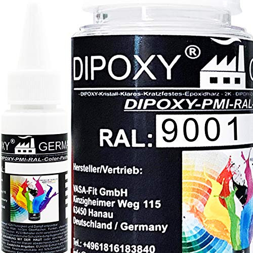 Dipoxy-PMI-RAL 9001 - 25 g - Pigment de base extrêmement concentré - Pigment de couleur pour résine époxy, résine de polyester, systèmes en polyuréthane, béton, vernis, résine liquide