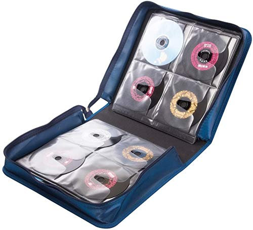 256 Capacity CD/DVD Protective CD Case Wallet Organiser Storage Holder Bag Portable with Carry Handle - HOLDS 256 CD's DVD's Blu Ray Video Games Disc's - BLUE