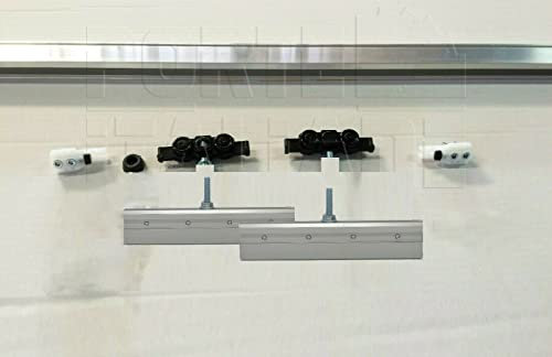 Kit pinze e Binario portata KG 150 attacco a soffitto per Porta Scorrevole Vetro dimensioni cm 180