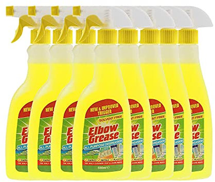 Elbow Grease All Purpose Kitchen/Floor/Tile/Wall/Bathroom/Glass/Carpet Cleaner - Elbow Grease Clothes Stain Remover - AntiBacterial Sticky Stuff Remover Spray (500 ml) (Pack of 8)
