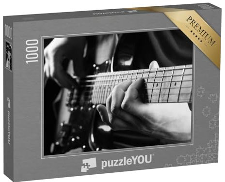 puzzleYOU: Puzzle 1000 Teile Gitarrenspiel, schwarz-weiß - Musik, Menschen, 64 x 48 cm, für Kinder, Teenager und Erwachsene, enthält Puzzle Stücke