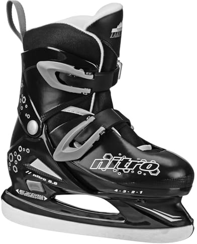 Lake Placid Boys Nitro 8.8 Adjustable Figure Ice Skate, Grey/Black, Small (11-13)