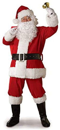 PDYLZWZY Herren Damen Kostüm Weihnachtsmann Partei Cosplay Outfits anzüge Santa Claus Nikolauskostüm Deluxe Samt Erwachsene Santa Anzug Regal Plüsch Vater Samt Cosplay Kostüm (Weiß, S)