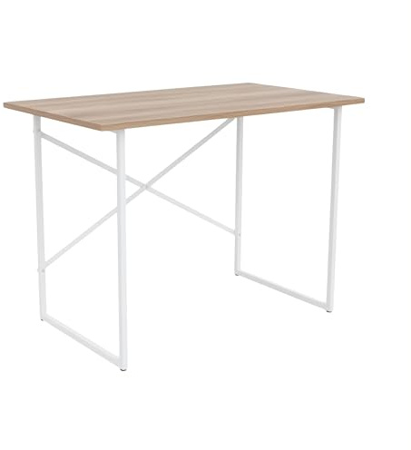 MyosHome - Escritorio para el Ordenador, Mesa Escritorio para la Habitación, Metal Blanco Roble Sonoma 90 x 60 x 73 cm. Vulcano