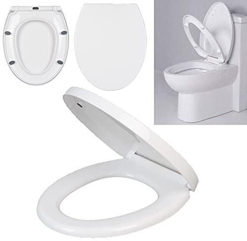 WC Sitz Klodeckel mit Absenkautomatik O Form Toilettensitz Leichte Reinigung Klobrille aus Duroplast Abnehmbar Toilettendeckel Quick-Release-Funktion, Zubehör aus Metall