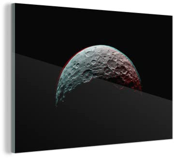 MuchoWow Glasbild Glasfoto Wandbild Bilder Deko 120x80 cm Galaxie - Schwarz - Mond