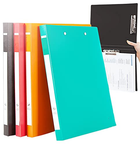 4 Pack A4 Double Strong Clips File Folder Report Cover, Punchless Binder, Clamp Binder Without Rings Office Project Folder,Documents File Folder, for Letter Size or A4 Size, 200 Sheet Capacity