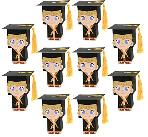 Ipetboom 10 Piezas Caja De Dulces De Graduación Decoraciones De Sombrero De Doctor Regalos para Graduacion Figuritas De Graduacion Taza Estilo Europeo Caja De Embalaje 3D Papel