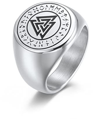 TS TAC-SKY Vintage Skandinavischen Wikinger Text Ring Rune Irischen Ewigen Dreiecksknoten Ring Für Männer Und Frauen Urlaub Geschenk Mit Geschenktüte (Color : Style 1, Size : 10)