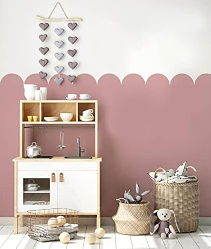 Ideal Stencils Pochoir mural à bord ondulé pour chambre d'enfant - Pour peindre toute la pièce avec un pochoir (taille XL - 12,5 x 100 cm)