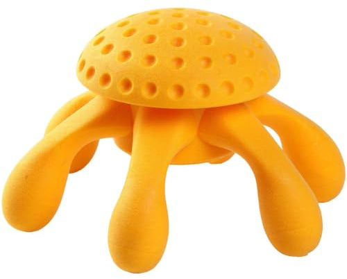 KIWI WALKER Let's Play! Octopus Dog Toy - Durable TPR Foam, Soft on Teeth & Gums - Floats in Water, Interactive Outdoor Play - Perfect for Medium & Large Dogs - Maxi Size 17cm, Orange