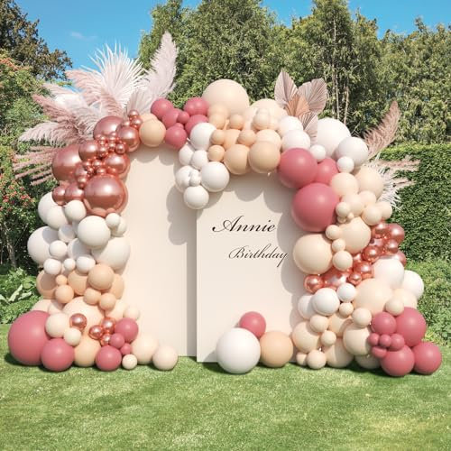WAREHOUSE Arche Ballon Rose 158 pcs, Tons Tendance Rose Nude & ivoire Ballon Arche, Parfait Pour fête d’Anniversaire, Déco Mariage, événement Bohème Chic