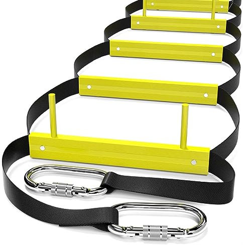 Feuerleiter 2 Geschichte mit Stabilisatoren | Seilleiter Feuerwehrleiter für Häuser 2 Stock | Tragbar | Faltbar und Kompakt Notfallleiter Geeignet für Balkon & Fenster 7,5 m mit Haken